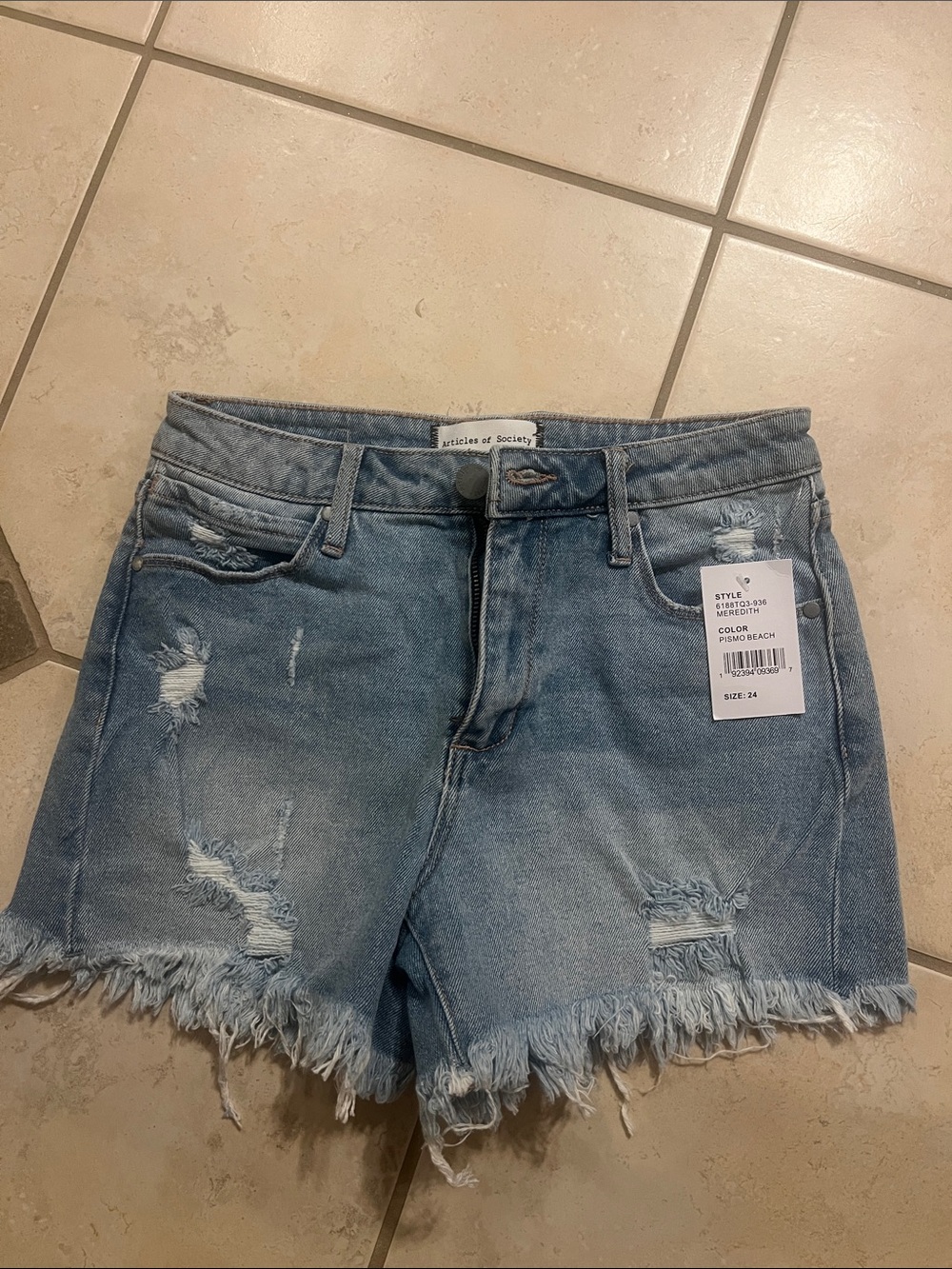 Articles Of Society Light Wash Distressed Denim Cutoff Shorts